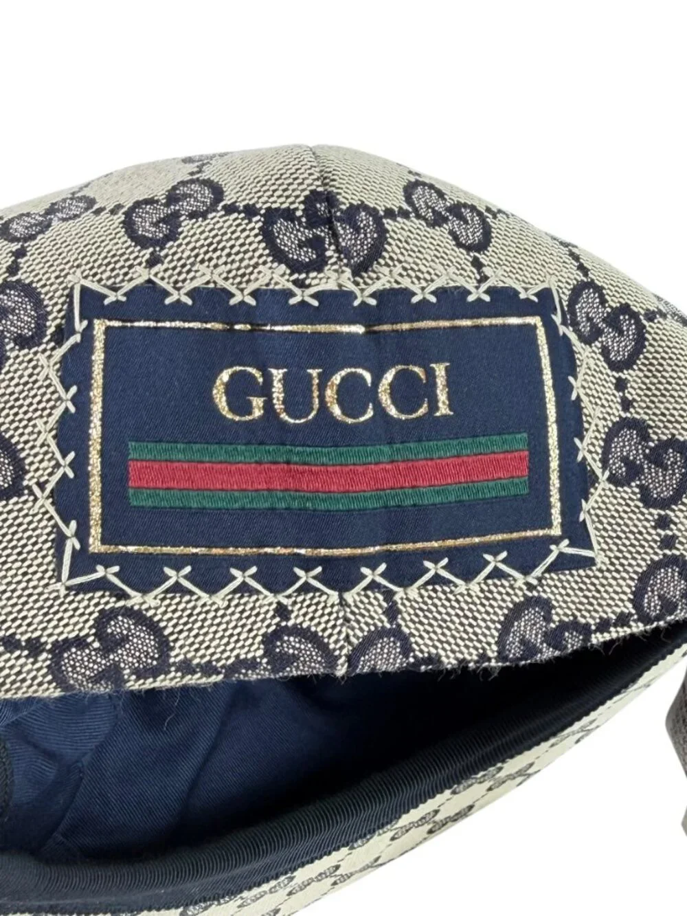 GUCCI Blue GG Monogram Canvas Flat Newsboy Cap Men's Hat Marked as S 57cm 696856